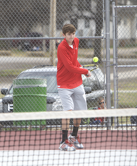 Brock Edwards competes in No 1 singles in season opening tournament.