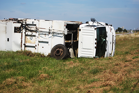 Overturned truck on U.S. 81.
