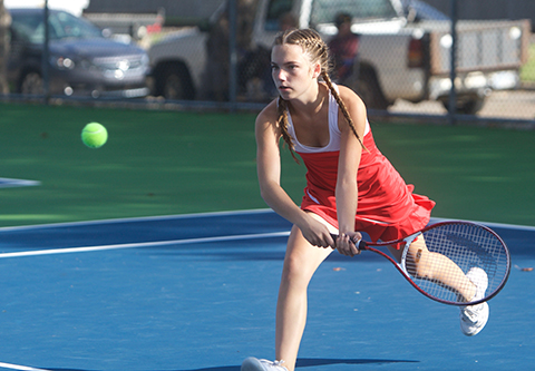 Lexi Saffell was one of six participates for the Wellington girls tennis team at the state tournament in Winfield.