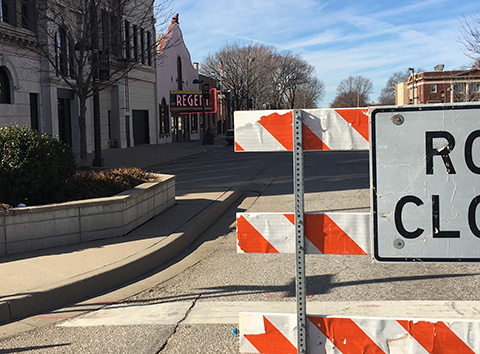 The Wellington Regent in the background has been adversely affected by road closing.
